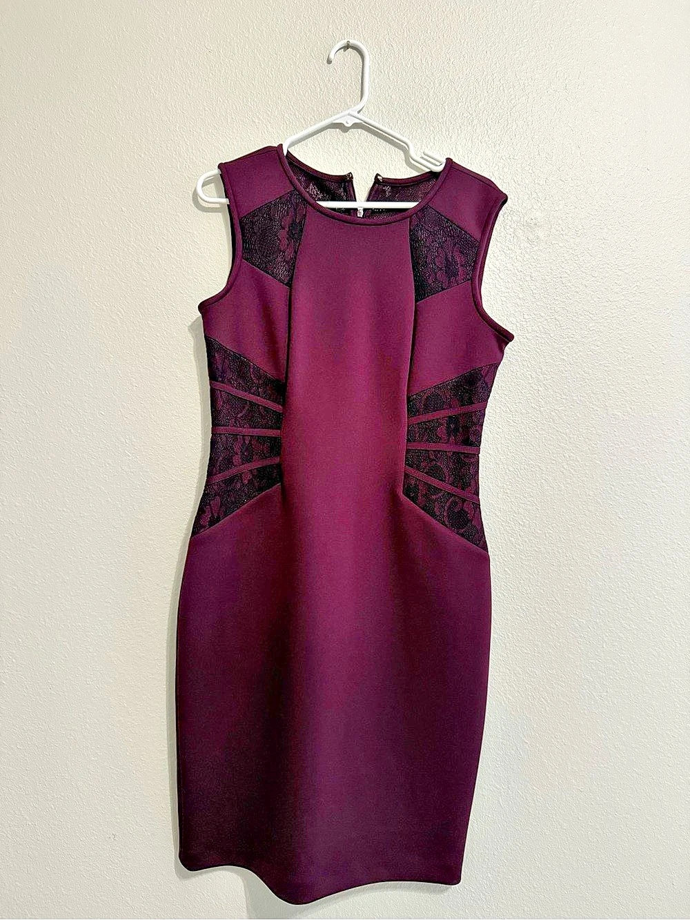 Lace Panel Midi Dress Purple Size 10